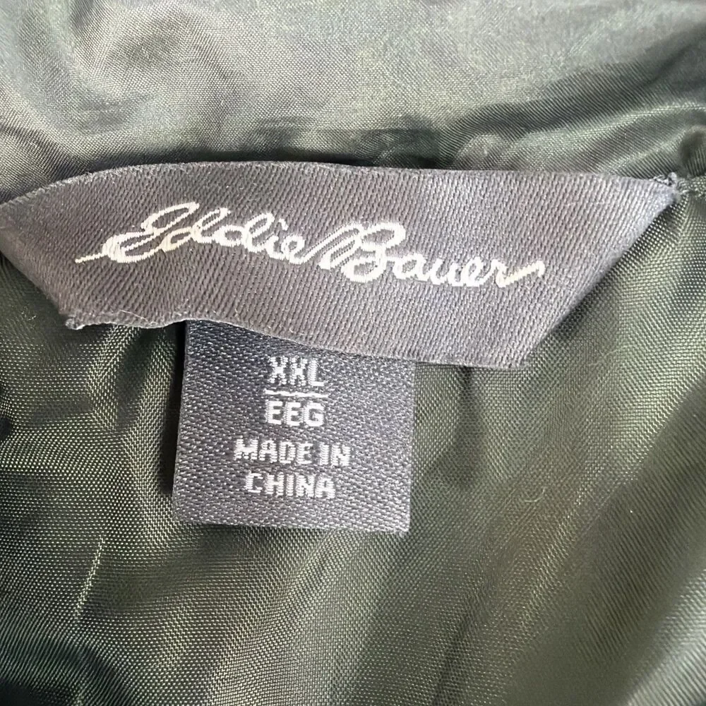 Eddie Bauer Jacket Men’s XXL Green  EB650 Goose Down Puffer Full Zip Quilted